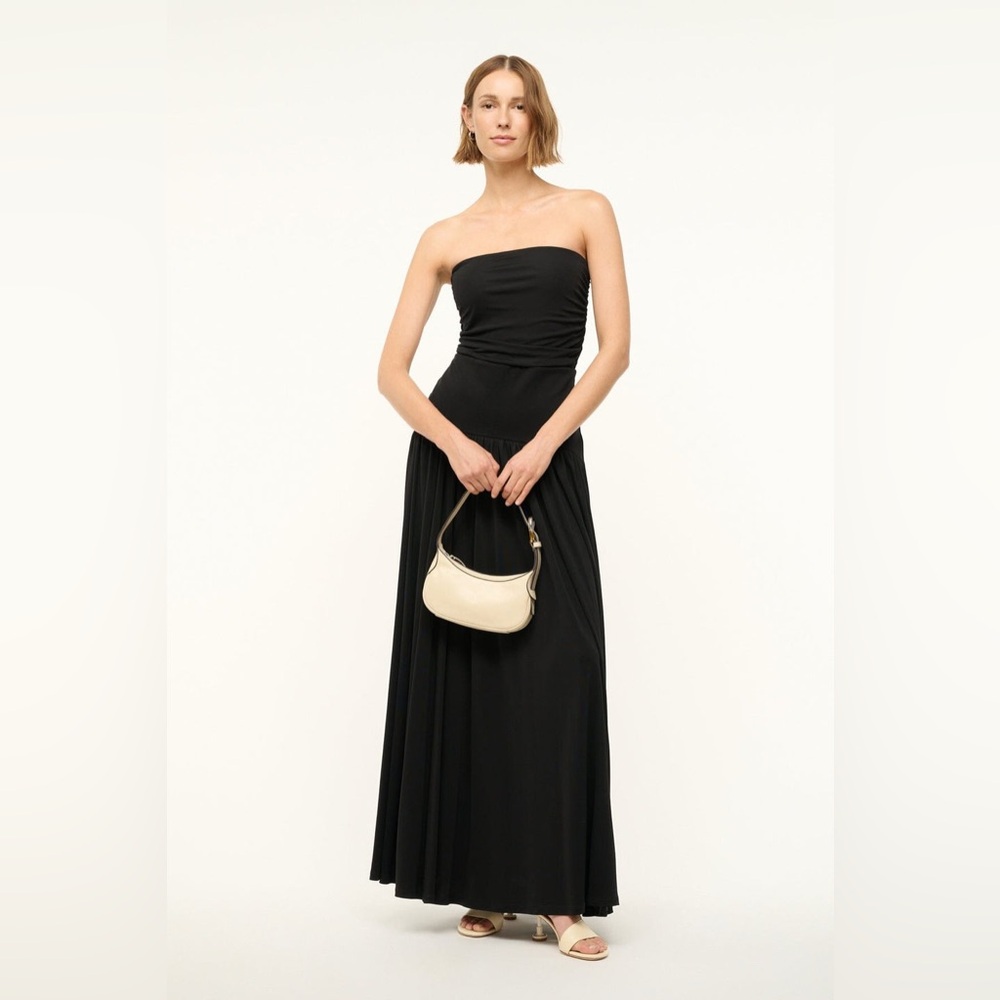Staud Mariana Strapless Black Maxi Dress Size Large